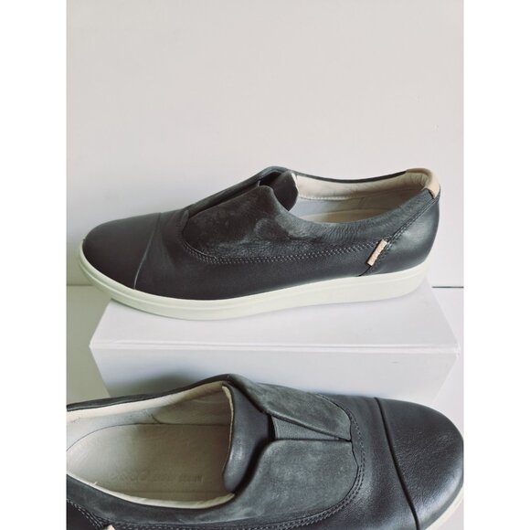 Ecco Soft 7 Slip On 2.0 Gray Leather Loafer Sneaker Shoes Size 9 40 Extra Wide - Picture 4 of 11